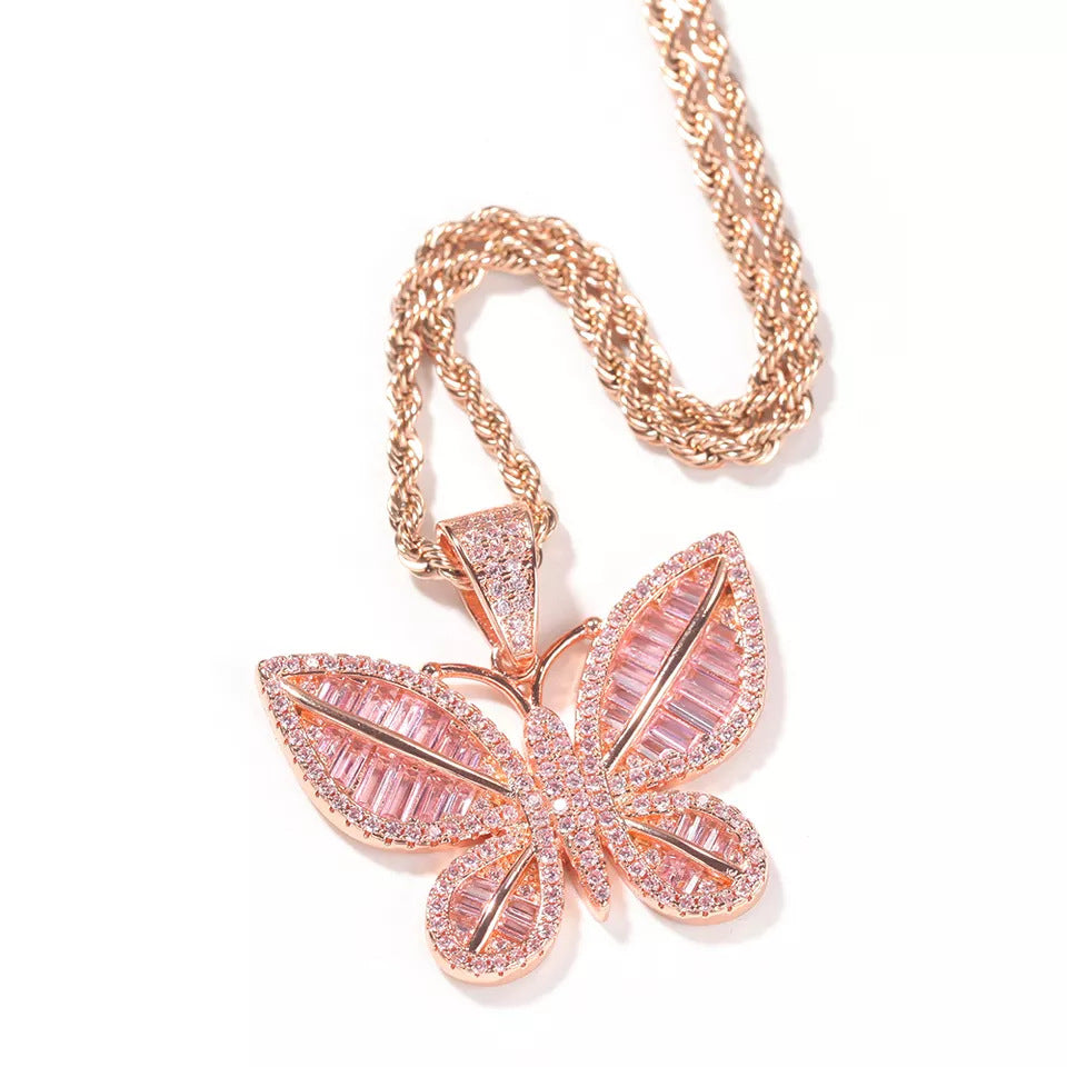 Kute Baguette Butterfly Necklace
