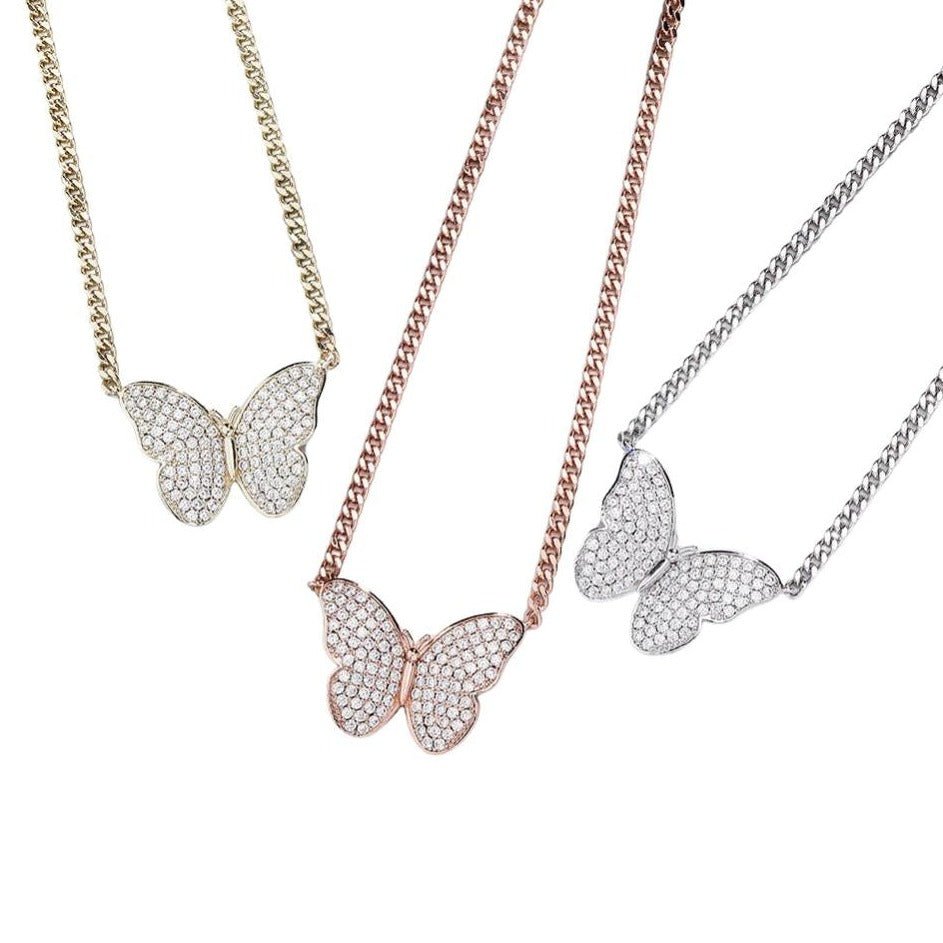 Butterfly Drop Necklace - Necklaces - BBYKUTE